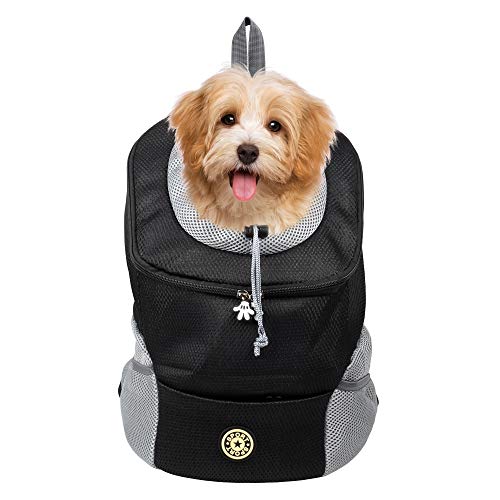 WEFLAIR Mochila transportadora para Perros, transportadora portátil y cómoda para Mascotas, Mochila Transpirable con Doble Hombro para Perros y Mascotas, Bolsa de Viaje para Mascotas (S, Negro)