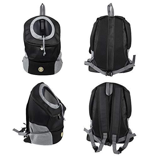 WEFLAIR Mochila transportadora para Perros, transportadora portátil y cómoda para Mascotas, Mochila Transpirable con Doble Hombro para Perros y Mascotas, Bolsa de Viaje para Mascotas (S, Negro)