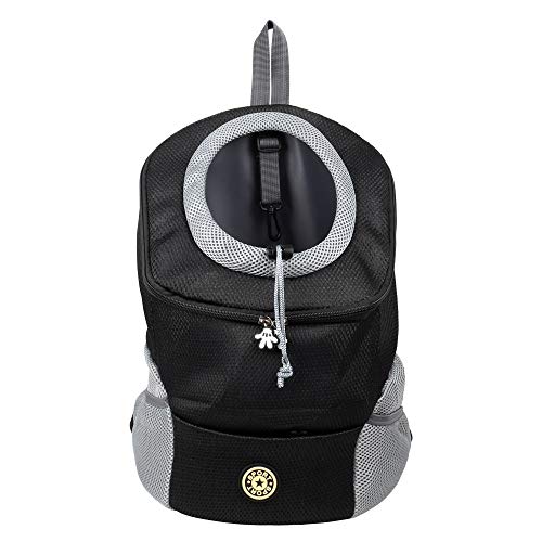 WEFLAIR Mochila transportadora para Perros, transportadora portátil y cómoda para Mascotas, Mochila Transpirable con Doble Hombro para Perros y Mascotas, Bolsa de Viaje para Mascotas (S, Negro)