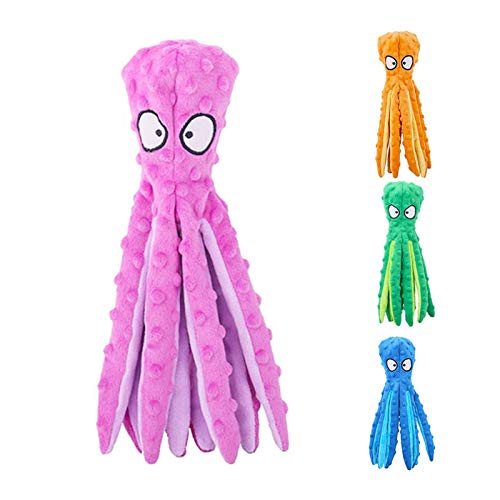 WEIGENG Juguete de peluche suave de pulpo de 8 patas para ladridos de perro, tamaño mediano grande (color: azul)