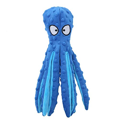 WEIGENG Juguete de peluche suave de pulpo de 8 patas para ladridos de perro, tamaño mediano grande (color: azul)