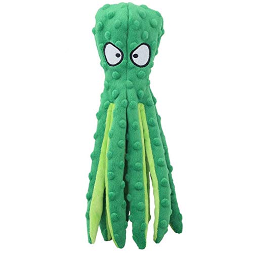 WEIGENG Juguete de peluche suave de pulpo de 8 patas para ladridos de perro, tamaño mediano grande (color: verde)