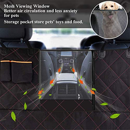 WellToBe Funda Perros Coche, Pet Cubierta Asiento Coche Perro con Ventana de Malla, 2 Cinturón de Seguridad, Impermeable y Resistente a los arañazos Hamaca para SUV, Camión, Transportar y Viaje