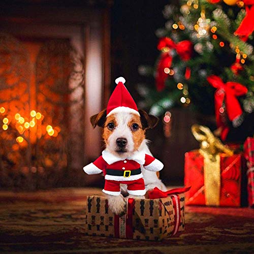 WELLXUNK® Disfraz de Papá Noel de Pet, Disfraz de Navidad para Mascotas, Disfraz de Navidad para Perros Lindo Santa Claus Ropa de Fiesta año Nuevo Divertido Disfraz para Fiestas de Mascotas (L)