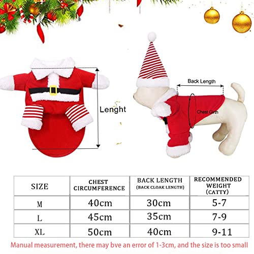 WELLXUNK® Disfraz de Papá Noel de Pet, Disfraz de Navidad para Mascotas, Disfraz de Navidad para Perros Lindo Santa Claus Ropa de Fiesta año Nuevo Divertido Disfraz para Fiestas de Mascotas (XL)