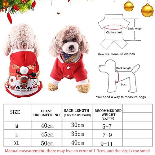 WELLXUNK® Navidad Ropa para Perros, Sudadera con Capucha para Perro Gato, Navidad Ropa para Mascotas, Navidad Mascotas Sudaderas con Capucha, Cálido Disfraz De Invierno para Cachorros Y Gatito (M)