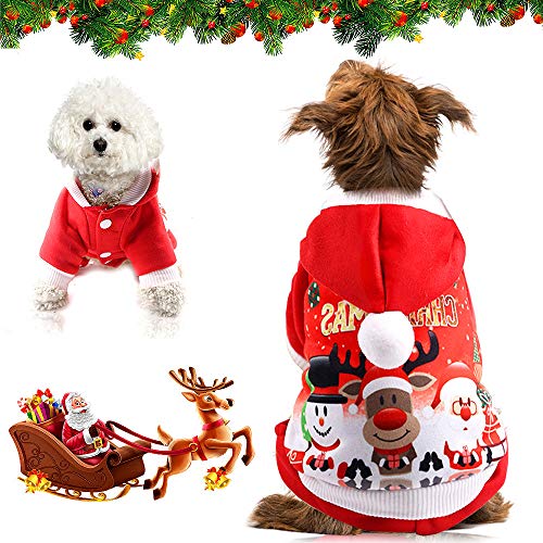 WELLXUNK® Navidad Ropa para Perros, Sudadera con Capucha para Perro Gato, Navidad Ropa para Mascotas, Navidad Mascotas Sudaderas con Capucha, Cálido Disfraz De Invierno para Cachorros Y Gatito (XS)