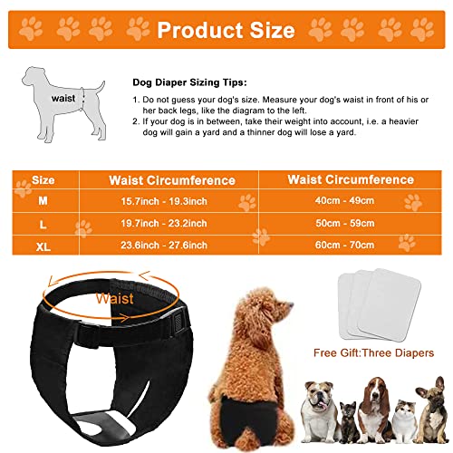 WELLXUNK Pañales para Perras,Pañales Reutilizables para Perras,Bragas Periódicas para Perra Lavable,Pañales Sanitarios para Mascotas Pantalón Sanitario para Perros con 3 Toallas Sanitarias (M)