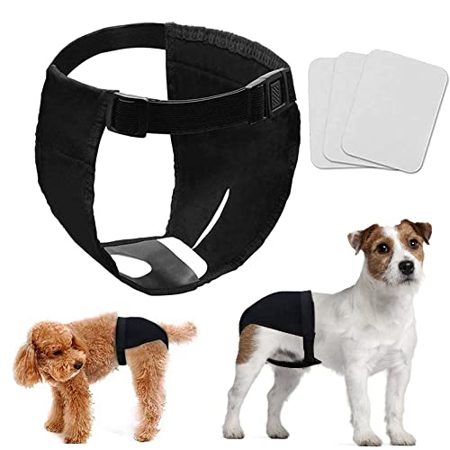 WELLXUNK Pañales para Perras,Pañales Reutilizables para Perras,Bragas Periódicas para Perra Lavable,Pañales Sanitarios para Mascotas Pantalón Sanitario para Perros con 3 Toallas Sanitarias (M)