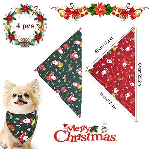 WELLXUNK Pañuelo Perro 4 Pack Pañuelos para Perros,Pañuelo de Mascotas,Pañuelos de Navidad para Perro,Baberos para Mascotas para Perros Pequeños Medianos Grandes Mascotas