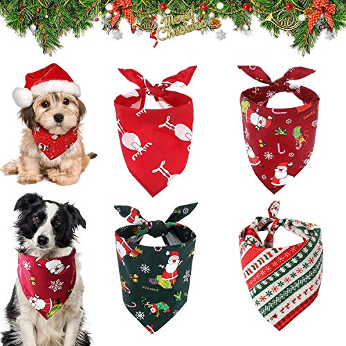 WELLXUNK Pañuelo Perro 4 Pack Pañuelos para Perros,Pañuelo de Mascotas,Pañuelos de Navidad para Perro,Baberos para Mascotas para Perros Pequeños Medianos Grandes Mascotas