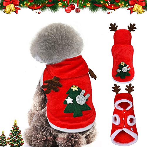 WELLXUNK® Perro Navidad Disfraz, Ropa navideña para Perro, Disfraz de Navidad para Cachorro, Disfraz de Mascota navideña, Ropa para Perros Sudadera con Capucha, Disfraces De Navidad (M)