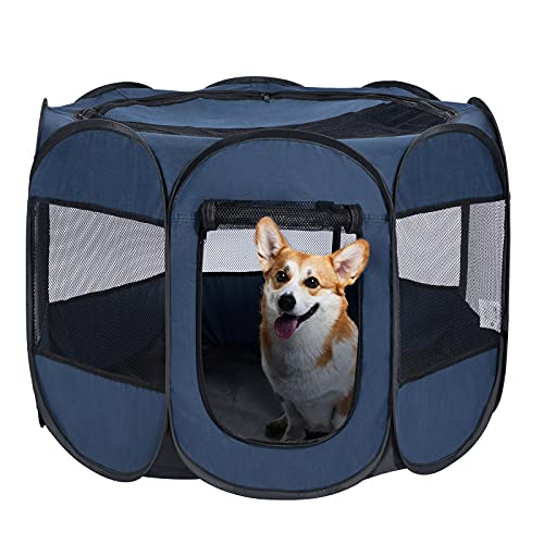 Wemk Parque Plegable para Perros, Portátil Parque para Perros, Impermeable Parque de Juego, Parque Mascotas para Gatos Conejos, Jaula Octagonal para Mascotas, 73x73x43cm