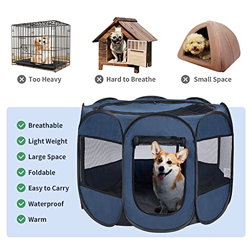 Wemk Parque Plegable para Perros, Portátil Parque para Perros, Impermeable Parque de Juego, Parque Mascotas para Gatos Conejos, Jaula Octagonal para Mascotas, 91x91x58cm