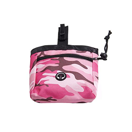 Whiie891203 Bolsa de almacenamiento para mascotas, perro o cachorro, para caminar, alimentos, aperitivos, entrenamiento, bolsa de almacenamiento para la cintura, color rosa