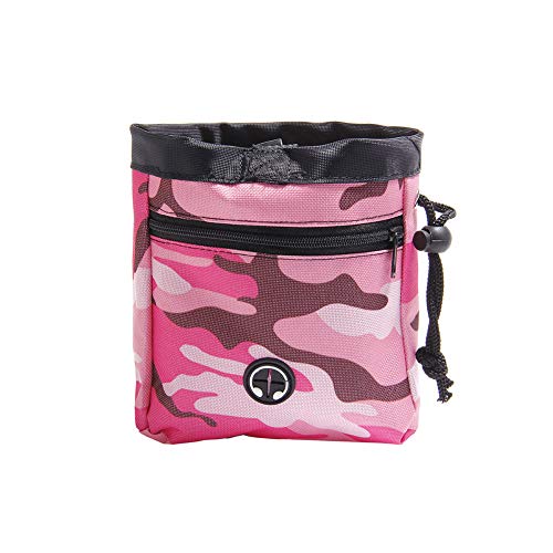 Whiie891203 Bolsa de almacenamiento para mascotas, perro o cachorro, para caminar, alimentos, aperitivos, entrenamiento, bolsa de almacenamiento para la cintura, color rosa