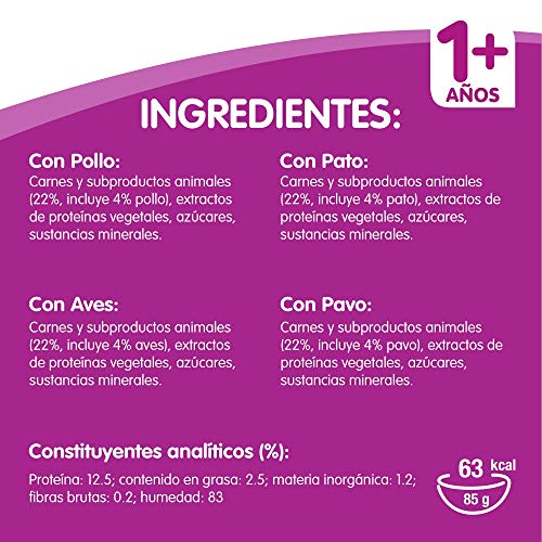 Whiskas Casserole Comida Húmeda para Gatos Adultos Selección Aves, Multipack (4 cajas x 12 sobres x 85g)