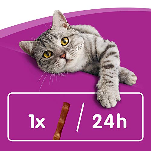 Whiskas Premios para Gatos en forma de Sticks Sabor Salmón (Pack de 28 x 18g)