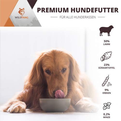 Wildfang alimento seco para Perros 2 kg I Alimento Libre de Cereales - Cordero con Batata y Menta I Alimento seco para Perros Adultos I alimento seco 100% Natural SIN aditivos Artificiales