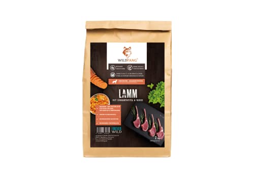 Wildfang alimento seco para Perros 2 kg I Alimento Libre de Cereales - Cordero con Batata y Menta I Alimento seco para Perros Adultos I alimento seco 100% Natural SIN aditivos Artificiales