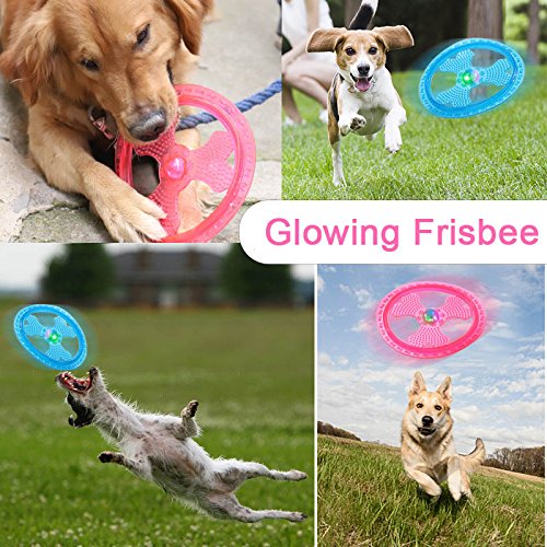 Wildlead Juguetes de perro para mascotas con luz LED brillante volando disco brillante intermitente juego de frisbee creativo juguete para cachorro