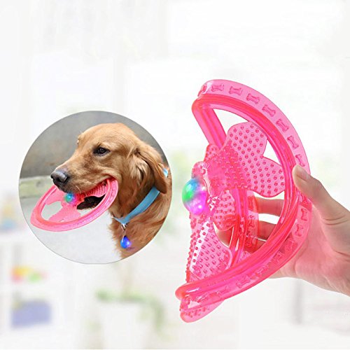 Wildlead Juguetes de perro para mascotas con luz LED brillante volando disco brillante intermitente juego de frisbee creativo juguete para cachorro