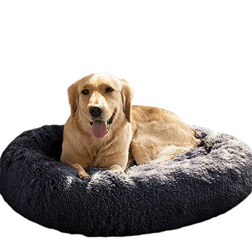 Wiliharui - Cama para perros, tamaño extra grande, lavable, redonda, con forma redonda, cálida, esponjosa, relajante, cama de pelo para perros grandes