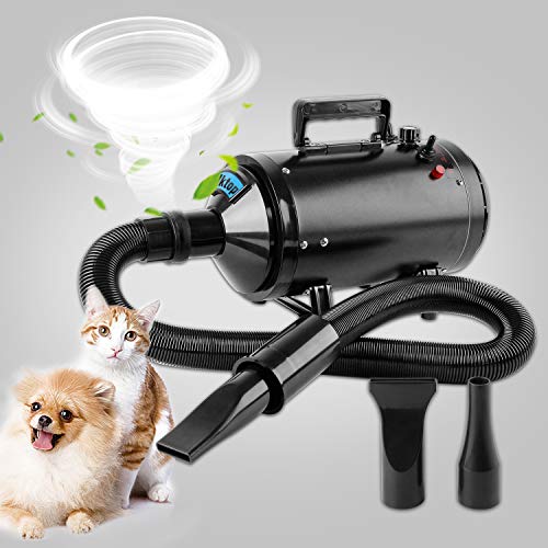 Wilktop Secador de Pelo para Perros, Perros Cuidado Secador Ajustable Velocidad del Viento y Rango de Temperatura para Peluquería Secador de Mascotas Secador de Pelo (2600W)