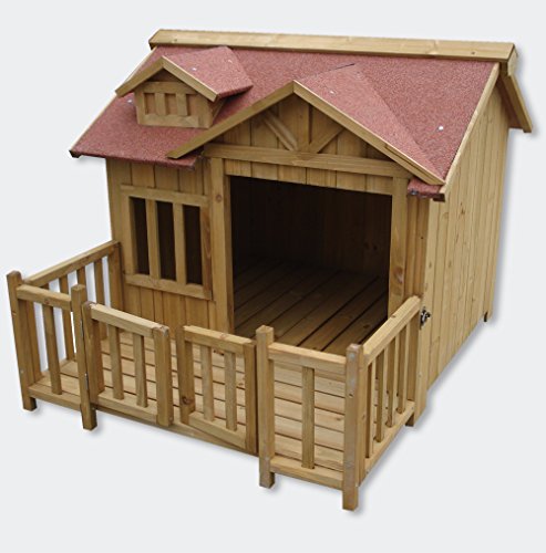 WilTec Caseta Perros XL Luxus Perrera Madera balcón terraza jardín Exterior Mascotas Extra Grande