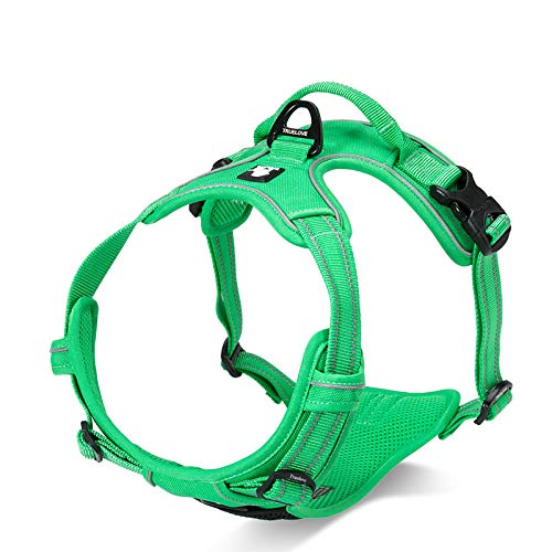 WINHYEPET Arnés para Perros True Love, sin tirón, con Clip Frontal, arneses para Coche, Ajustables con asa, Cuatro Puntos de Ajuste, Material Oxford Acolchado Reflectante, TLH5651 (Verde Hierba, L)