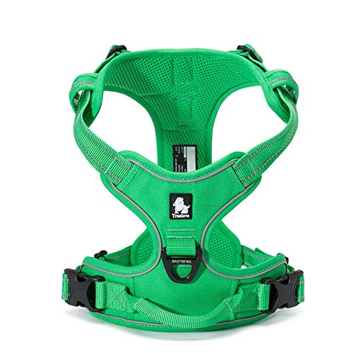 WINHYEPET Arnés para Perros True Love, sin tirón, con Clip Frontal, arneses para Coche, Ajustables con asa, Cuatro Puntos de Ajuste, Material Oxford Acolchado Reflectante, TLH5651 (Verde Hierba, L)