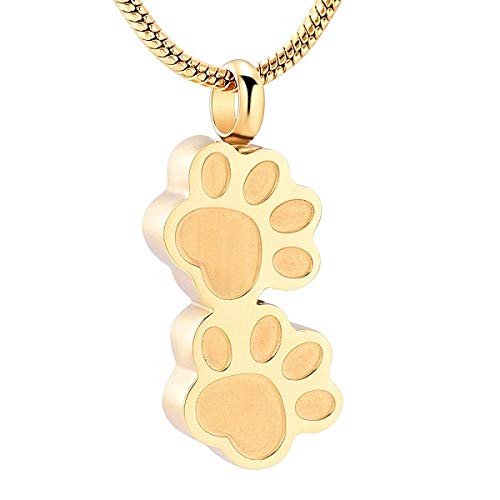 WJDT Collar único con estampado de huellas de perro doble para cenizas, colgante de pérdida de mascotas de acero inoxidable conmemorativo urna de recuerdo, 5 unidades