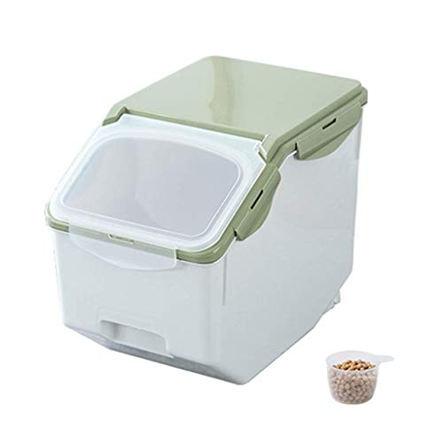 WJMLS Contenedor de Comida Seca Cereal Grande Almacenaje Mascotas Perro Gato Dispensador Caja de Almacenamiento Armario de Cocina Organizadores (Color : Green)