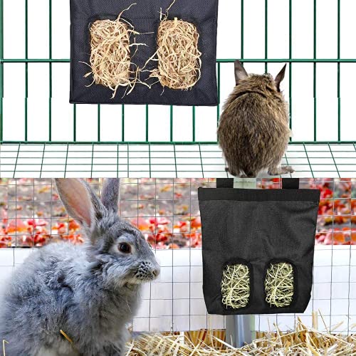 Wohlstand Bolsa de Heno de Conejo Bolsa Heno para Animales Pequeños Bolsa Heno Colgante Comedero Heno Mascotas Alimentador de Heno para Conejos Mascotas Conejillo de Indias Animales Pequeños, Negro