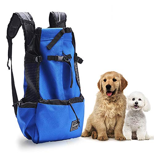 Woolala Mochila ligera para mascotas para perros pequeños y medianos, bolsa segura aprobada por el veterinario para viajes, fácil de tomar ahorro de espacio, azul XL