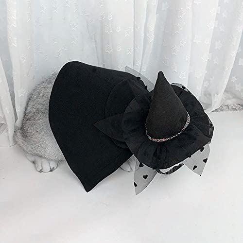 WQSMSZ Ropa para Mascotas Perro Gato Halloween Disfraz Sombrero De Mago Superman Capa para Mascotas Perro Gato Gato Sombrero para Vestirse Suministros para Mascotas Negro 3 Tamaños