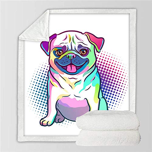 WTBDWOSH® Manta De Franela para Cama 150 X 200 Cm Estampado 3D Perro Animal De Color Manta 100% Microfibre Mullida Cálida/Manta De Sofá De/Oficina/Viaje Manta Toda La Temporada