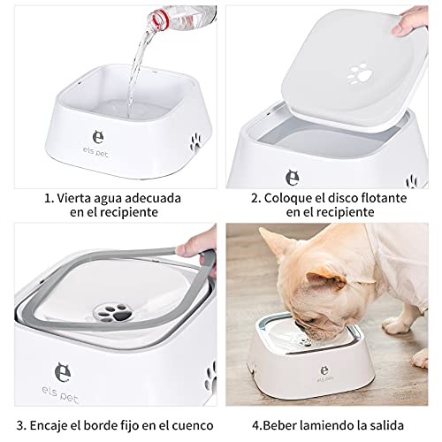 Wuchen Recipiente de Agua para Perros&Gatos, 1000ML Cuencos de Viaje para Perros, Dispensador de Agua Protección contra Salpicaduras, Tazón Flotante para Mascotas, Anti-Desbordamiento No Mojada Boca