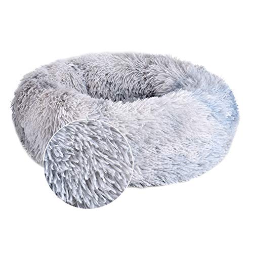 Wuudi Cama para perro, cama para gatos, cama para perro, cama para mascotas, nido para mascotas extraíble de felpa suave y redonda para dormir para perros y gatos Técnica de teñido anudado gris