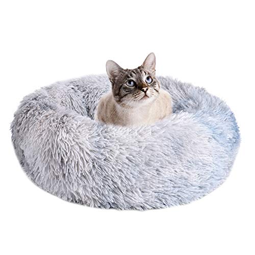 Wuudi Cama para perro, cama para gatos, cama para perro, cama para mascotas, nido para mascotas extraíble de felpa suave y redonda para dormir para perros y gatos Técnica de teñido anudado gris