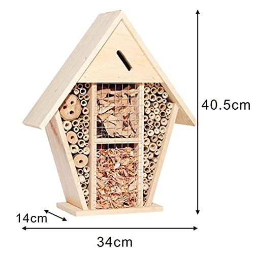 Wxnnx Casa Grande De Abejas Albañiles, Montaje En Pared O Árbol, Casa De Insectos De Madera, Hotel para Insectos De Jardín para Mariquitas, Abejas Albañiles, Mariposas En Vivo