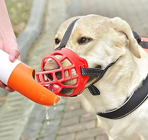 WXXT Bozal de Perro,Bozal de Canasta para Perros,Perro Bozal,Respirable Boca Cubierta Y Ajustable Correa,Evitar Morder,Masticar（Negro,Rojo） 6 tamaños a Elegir