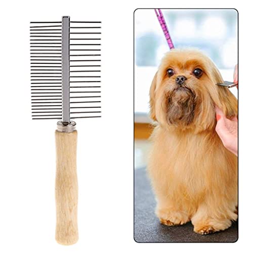 WYJJP Peine Para Mascotas, Peines Dobles, Acero Inoxidable, Mango De Madera, Gatito, Perro, Cachorro, Cepillo Para El Pelo, Productos Para Mascotas, Multifuncional