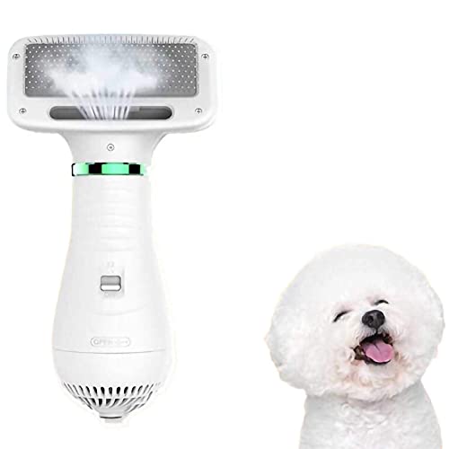 XBSXP Cepillo secador de Pelo para Perros pequeños, 2 en 1, de bajo Ruido, Temperatura Ajustable, secador para Perros, secador de Pelo para Mascotas con Peine de Piel para Perros y Gatos