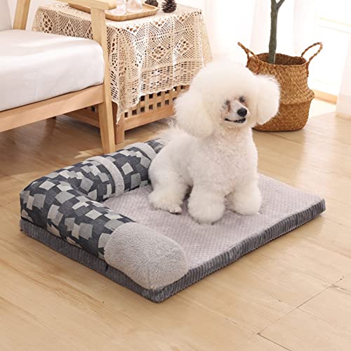 XDYFF Cama para Perros, Desmontable Suave Sofa Perro, Cojín para Perros, Protector de Sofá para Cama para Perro para Sofá Cama Perro Mullida,Beige,S