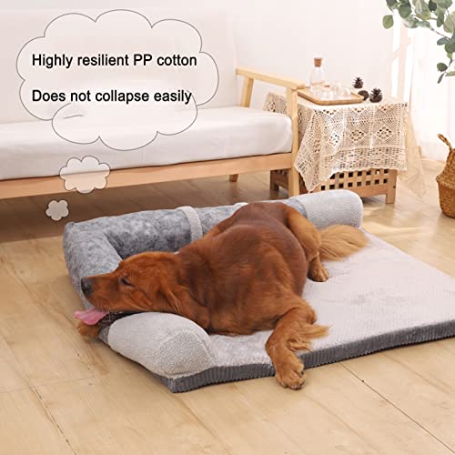 XDYFF Cama para Perros, Desmontable Suave Sofa Perro, Cojín para Perros, Protector de Sofá para Cama para Perro para Sofá Cama Perro Mullida,Beige,S