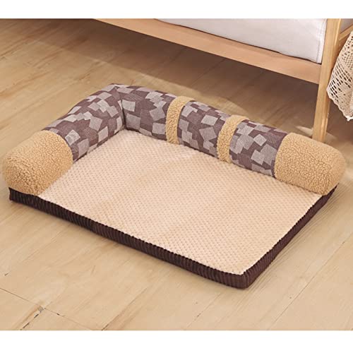 XDYFF Cama para Perros, Desmontable Suave Sofa Perro, Cojín para Perros, Protector de Sofá para Cama para Perro para Sofá Cama Perro Mullida,Beige,S