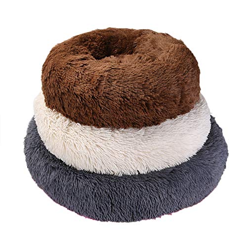 XGWML Cama para Mascotas con Forma de rosquilla de Felpa, sofá para Perros cálido Estilo Nido Circular para Gatos y Perros, Cama con cojín para Gatos (50cm,marrón)