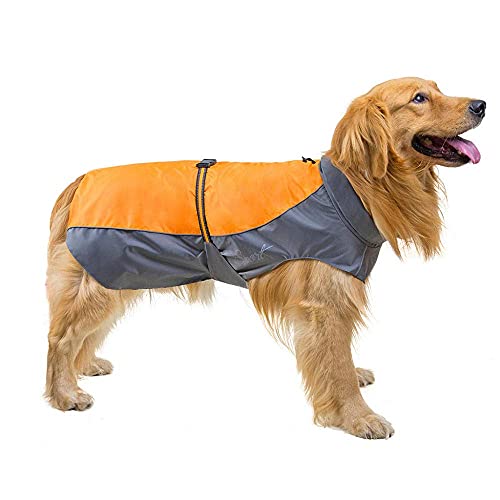 XHAEJ Chaqueta impermeable reflectante para mascotas de gran tamaño, impermeable de invierno, adecuado para perros pequeños y medianos grandes, impermeable de malla británica, S-9XL-amarillo_XXL