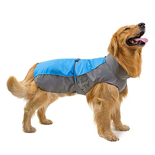 XHAEJ Chaqueta impermeable reflectante para mascotas de gran tamaño, impermeable de invierno, adecuado para perros pequeños y medianos grandes, impermeable de malla británica, S-9XL-amarillo_XXL